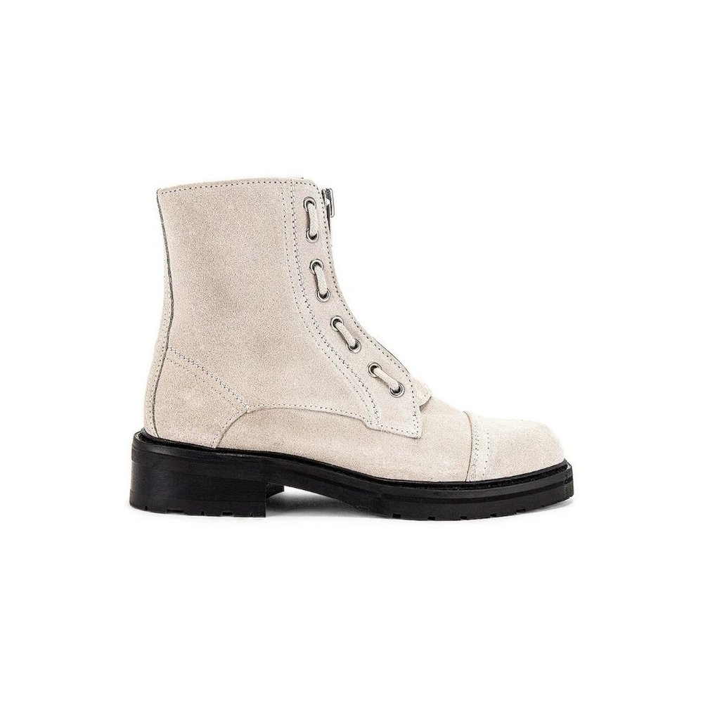 AllSaints Ariel Suede Lace Up Biker Boots Off White Size 39 EU 9 US